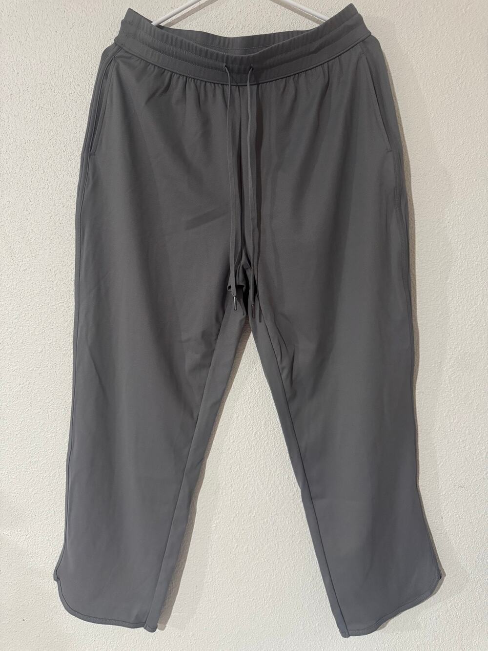 Halara Gray Curved Hem Wide Leg Crop Pants Large NWT Drawstring Yoga Lounge Chic